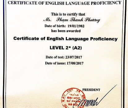 thi chứng chỉ tiếng Anh A2 Đại học Ngoại ngữ