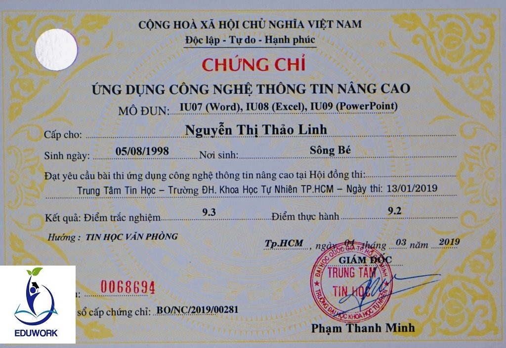 chứng chỉ tin học nâng cao